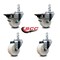 Service Caster 3'' Nylon Wheel Swivel 7/8'' Square Stem Caster Set 2 Brakes, 4PK SCC-SQ20S314-NYS-PLB-78-2-S-2 - alternate 2